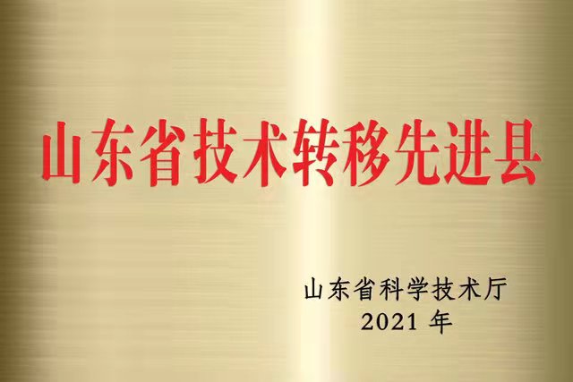 被評(píng)為山東省技術(shù)轉(zhuǎn)移先進(jìn)縣