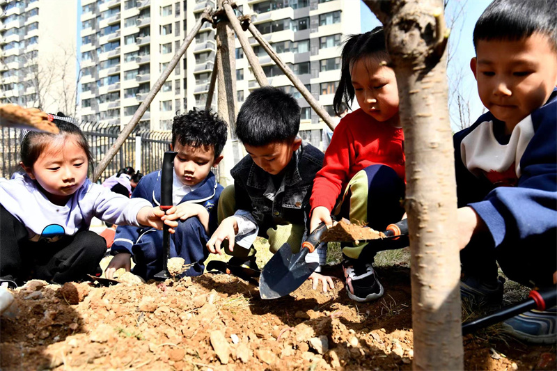 讓孩子們播下“植綠、護綠、愛綠”的種子。李天藝攝
