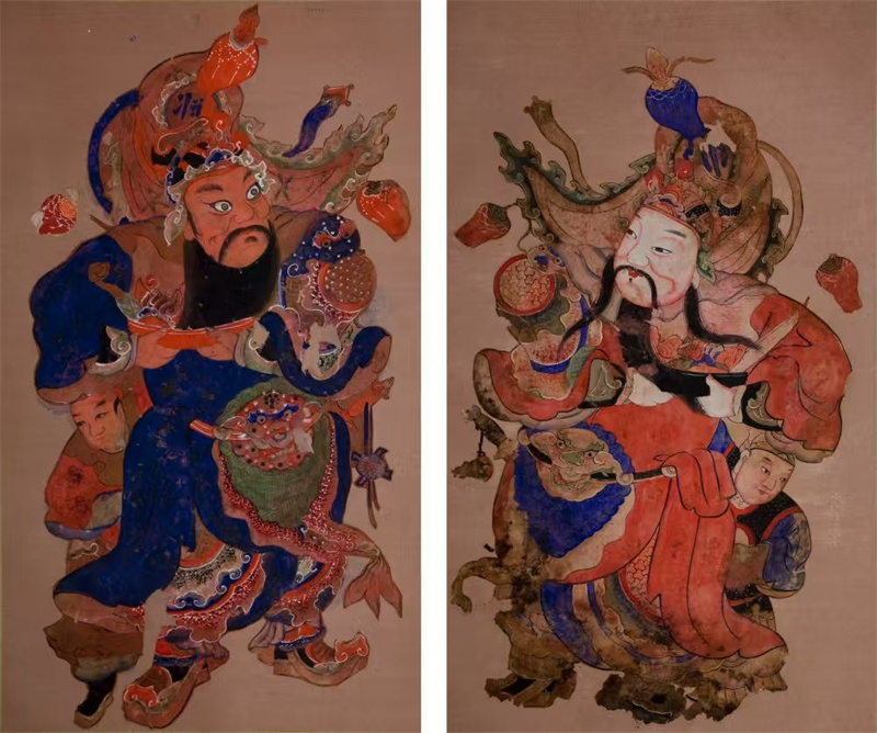 孔子博物館藏明代門神畫?？鬃硬┪镳^供圖